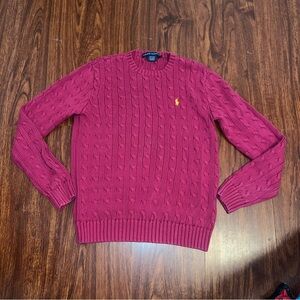 Ralph Lauren Girls Pink Cable Knit Sweater